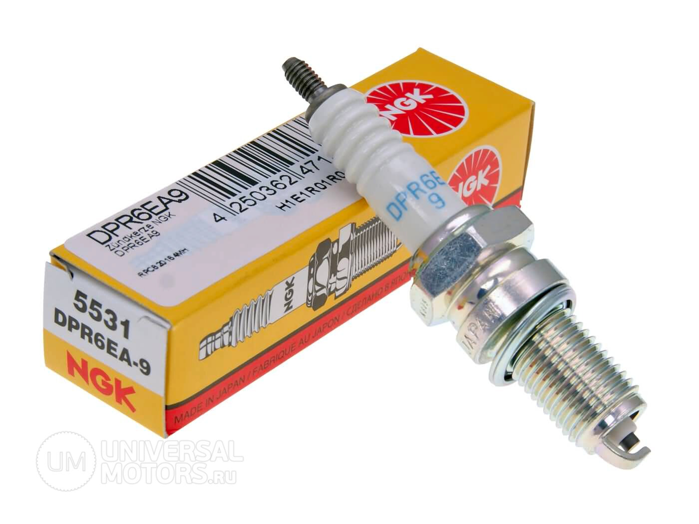 Свеча зажигания NGK DPR6EA-9 5531, для Yamaha, Honda, длина резьбы 19мм, ширина зева 18мм