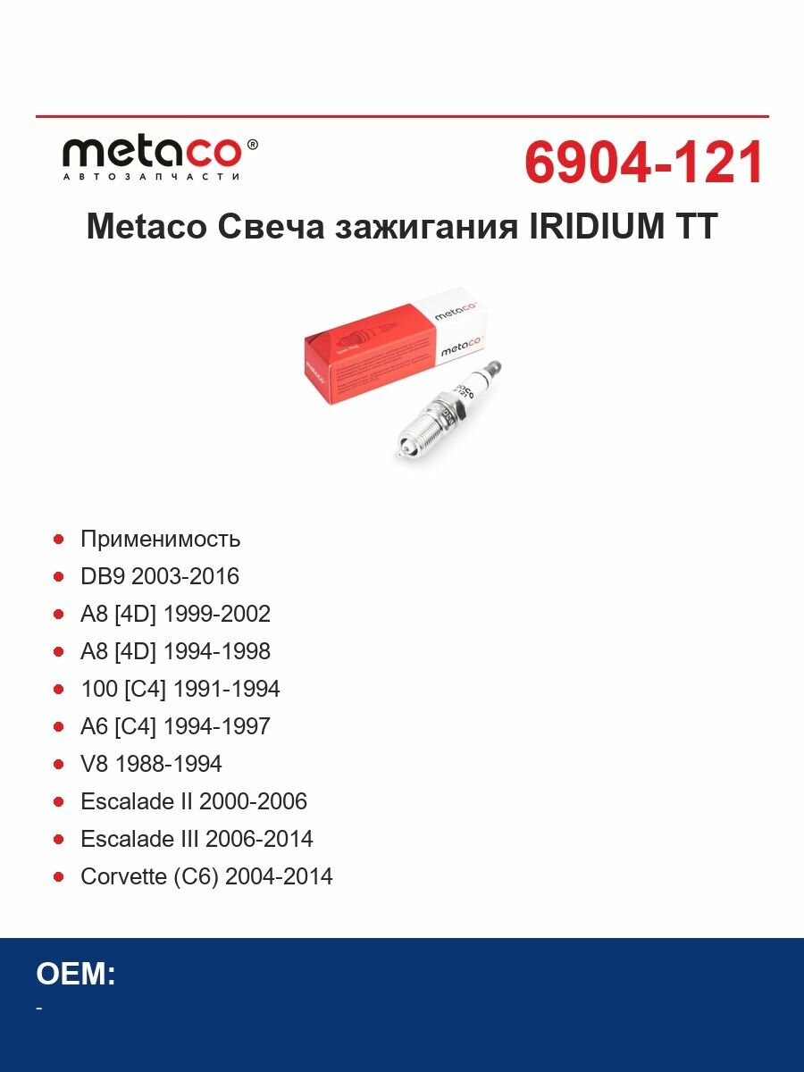 Metaco Свеча зажигания IRIDIUM TT