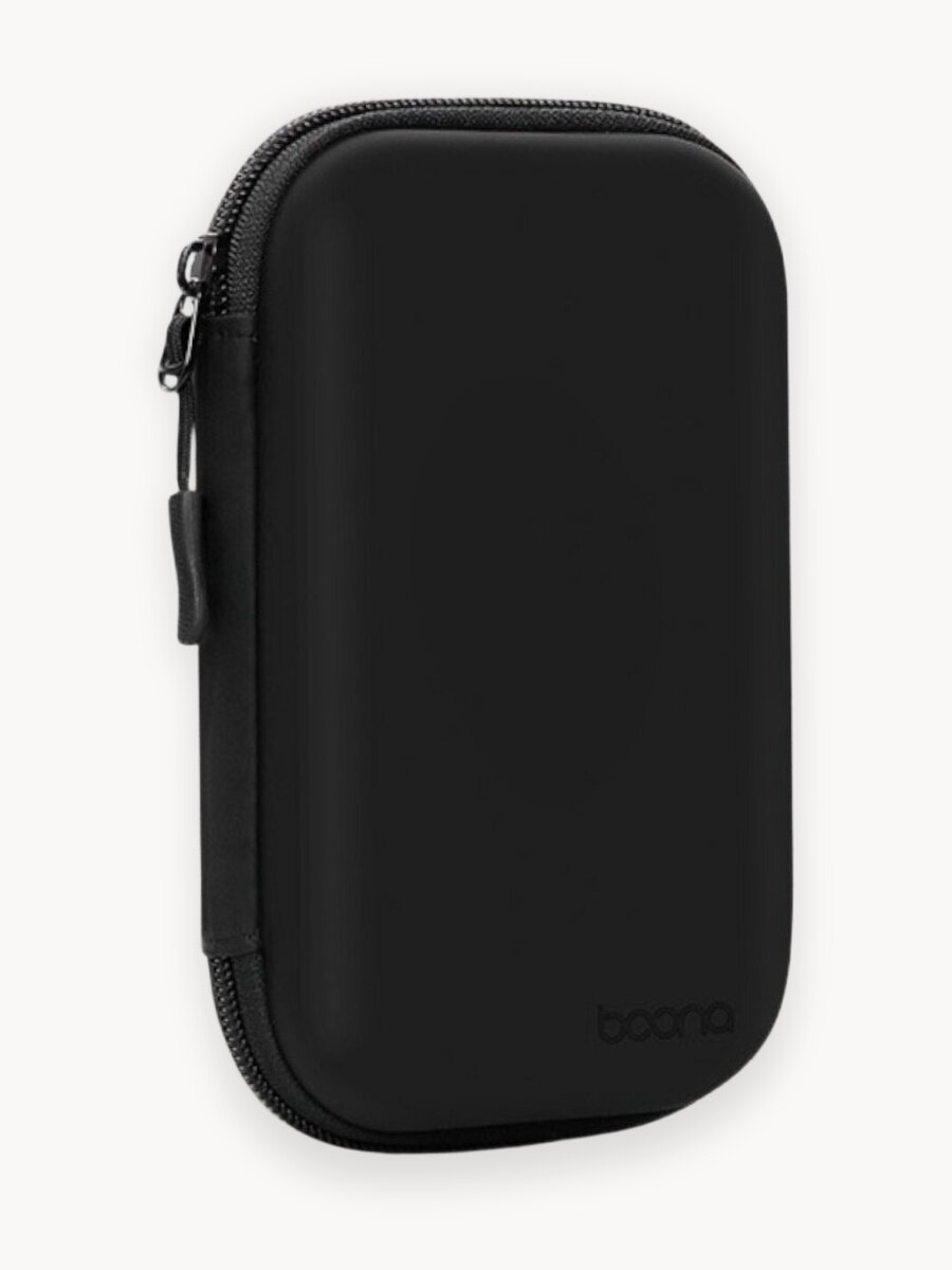 Органайзер дорожный противоударный для проводов, зарядных устройств, аксессуаров BAONA 17,5x10,5x5, черный, экокожа