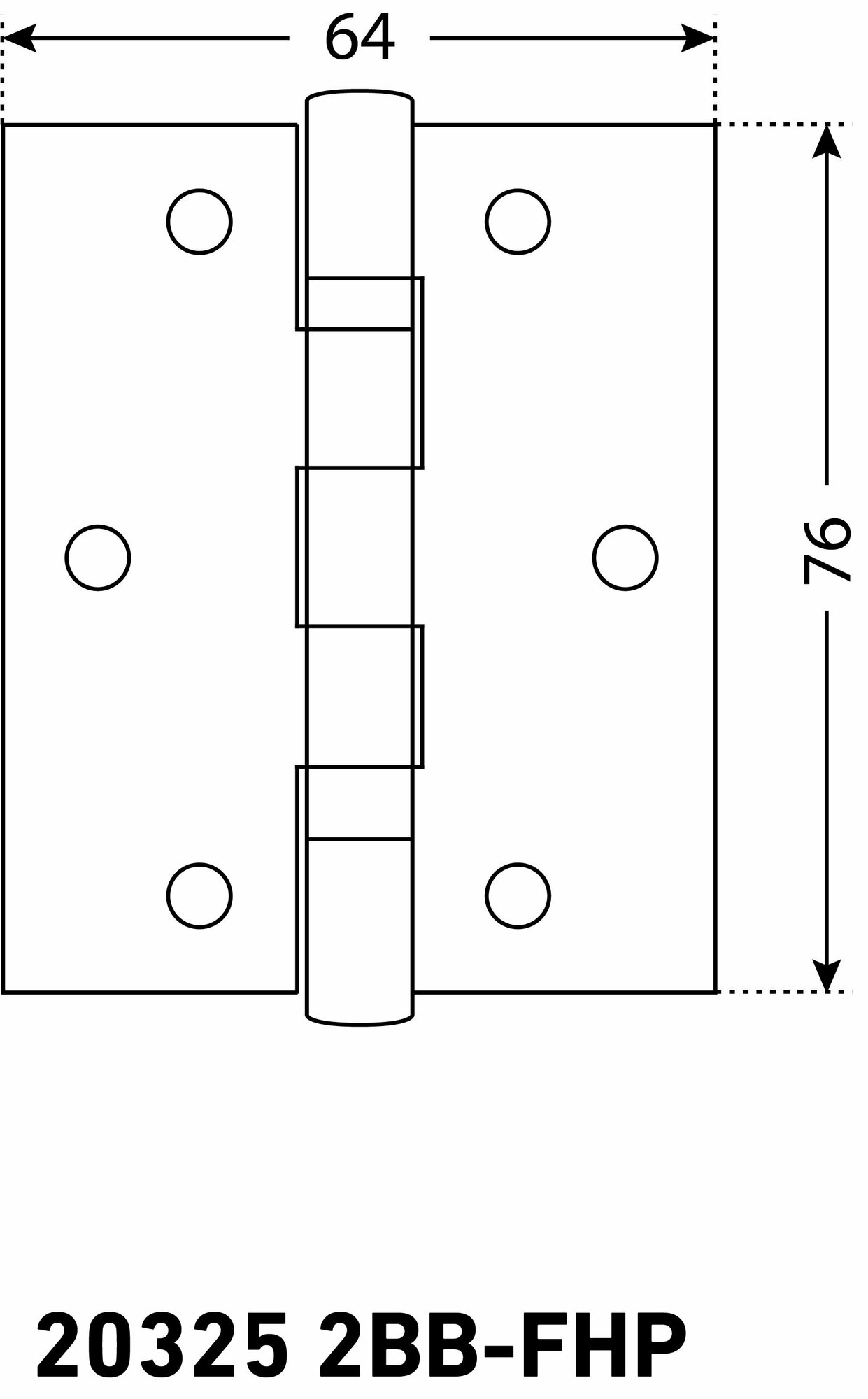 Петля дверная (2 штуки) универсальная аллюр 20325 (77х64) 2BB-FHP AC, цвет старая медь