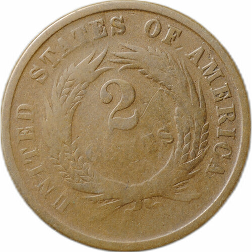 Монета 2 цента 1866 Union Shield США клуб нумизмат монета 2 цента америки 1864 года медь герб