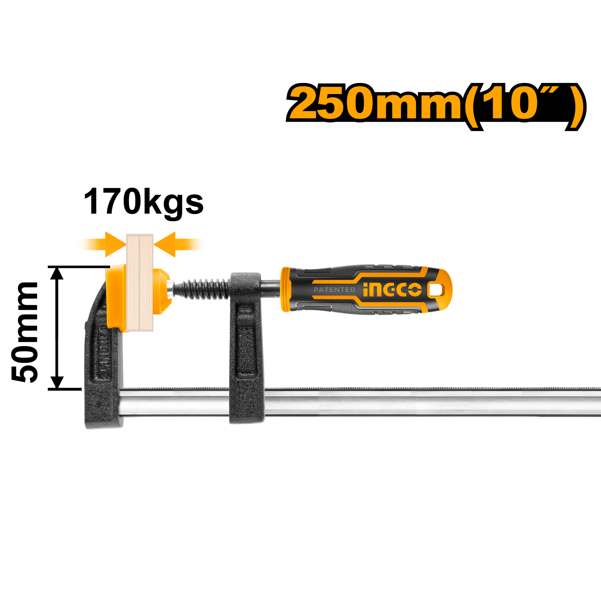 INGCO Струбцина F-образная 50x250 мм HFC020503 - фото №3