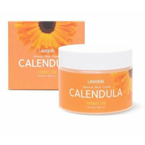 LanSkin, Natural Herb Cream Calendula, Успокаивающий крем для лица с экстрактом календулы, 50 мл.