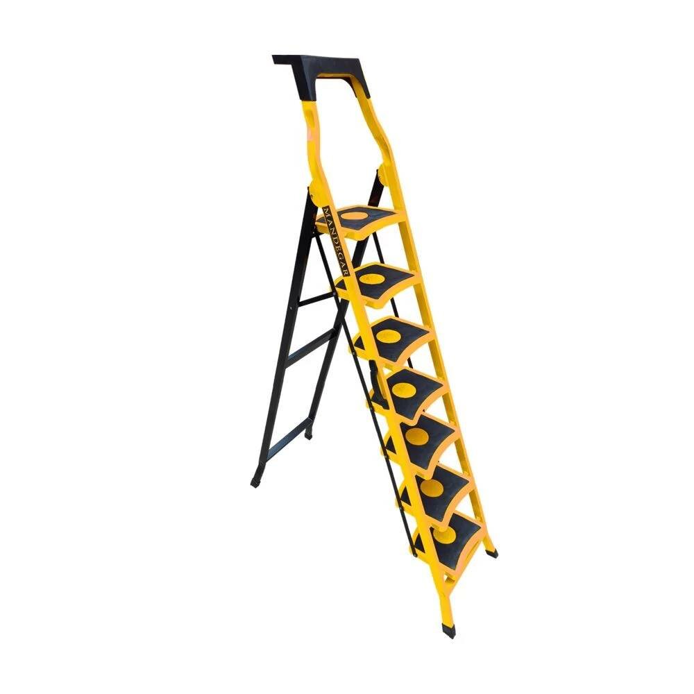 фото Стремянка Стальная Mandegar Sama Желтого Цвета С 7 Широкими Ступенями