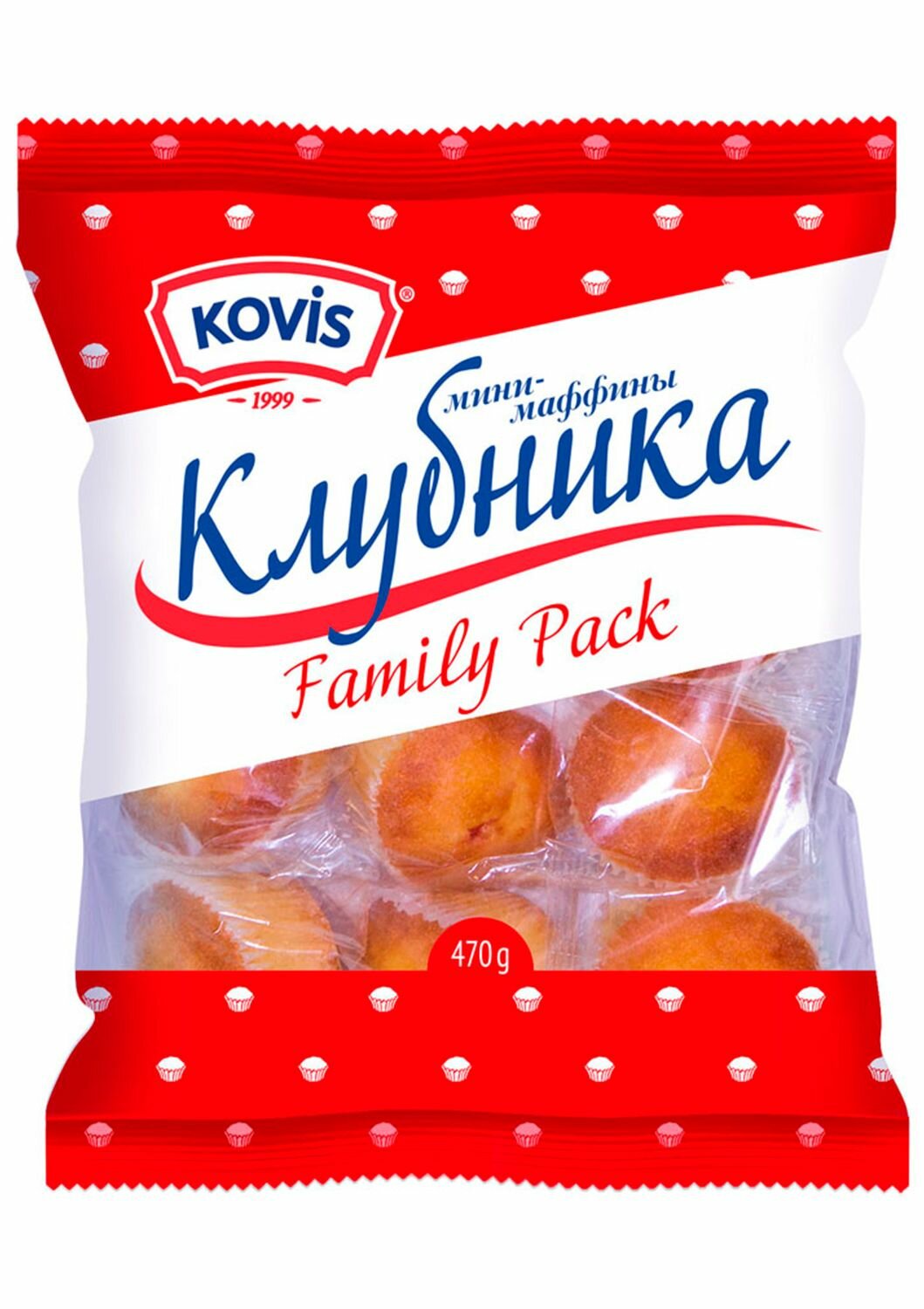 Мини-маффины с клубничной начинкой Kovis (Ковис), 470г