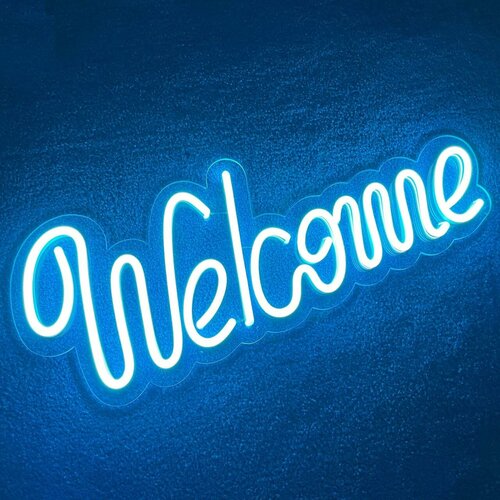 Неоновая вывеска PJ Neon Welcome, декоративный светильник, 220в голубой