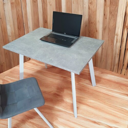 Изображение товара Игровой компьютерный стол/ Лофт, 100*70 см, цвет столешницы Бетон светлый, Ножки ник белые