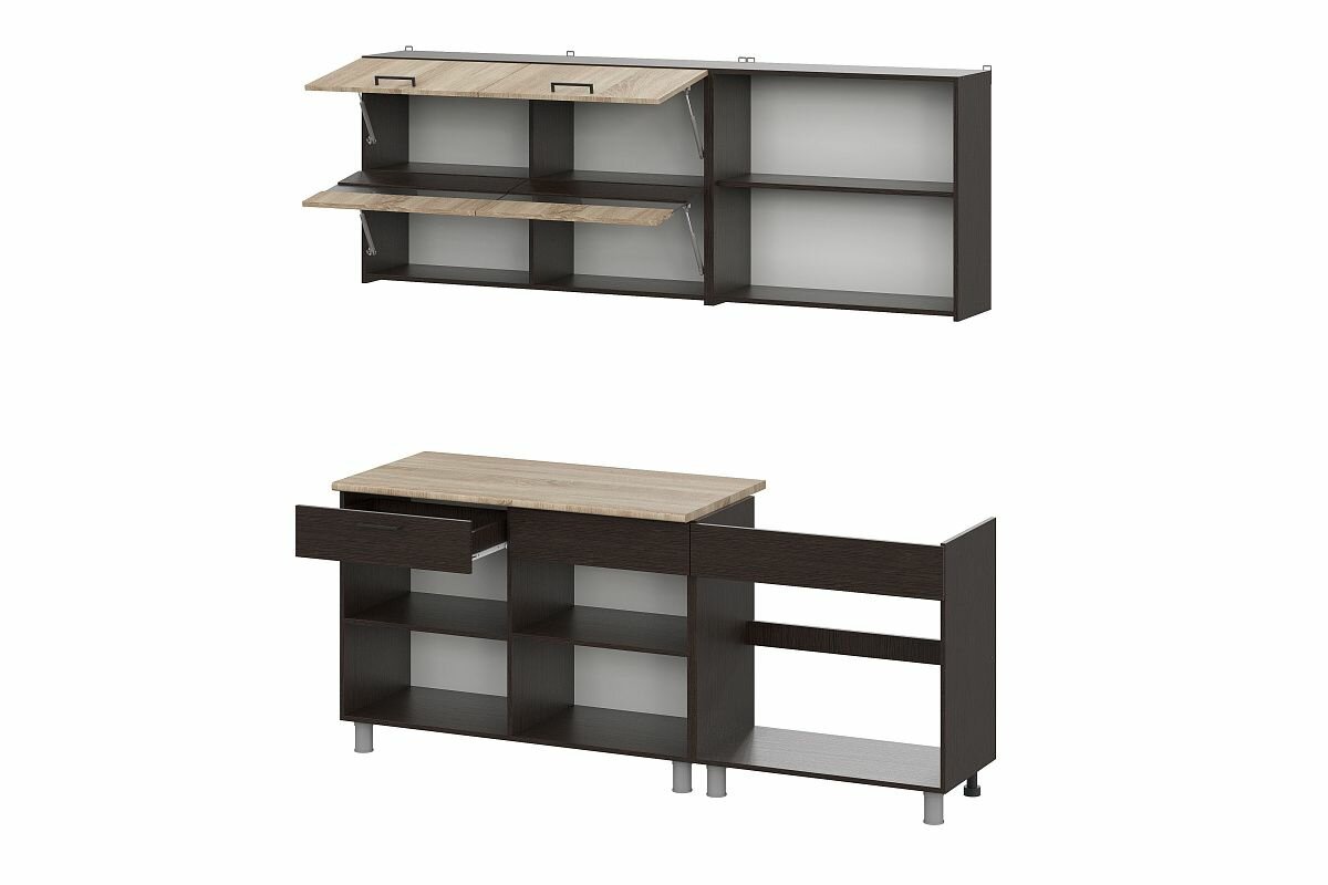 Кухонный гарнитур (кухня)"Босфор" (2м) Дуб Венге/Дуб Сонома, столешница Дуб сонома 26 мм, 2000х2140х600 интерьер-центр — фото 1