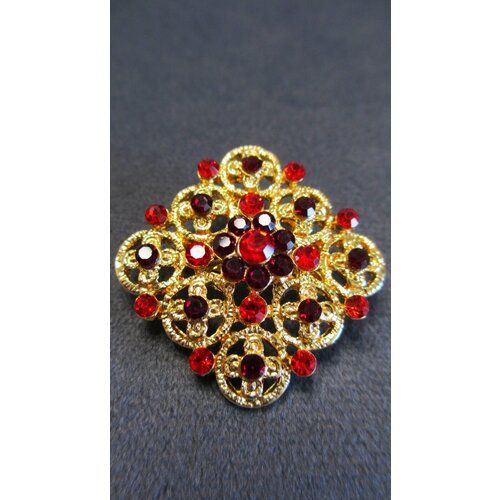 Брошь, стразы, 1 шт., красный