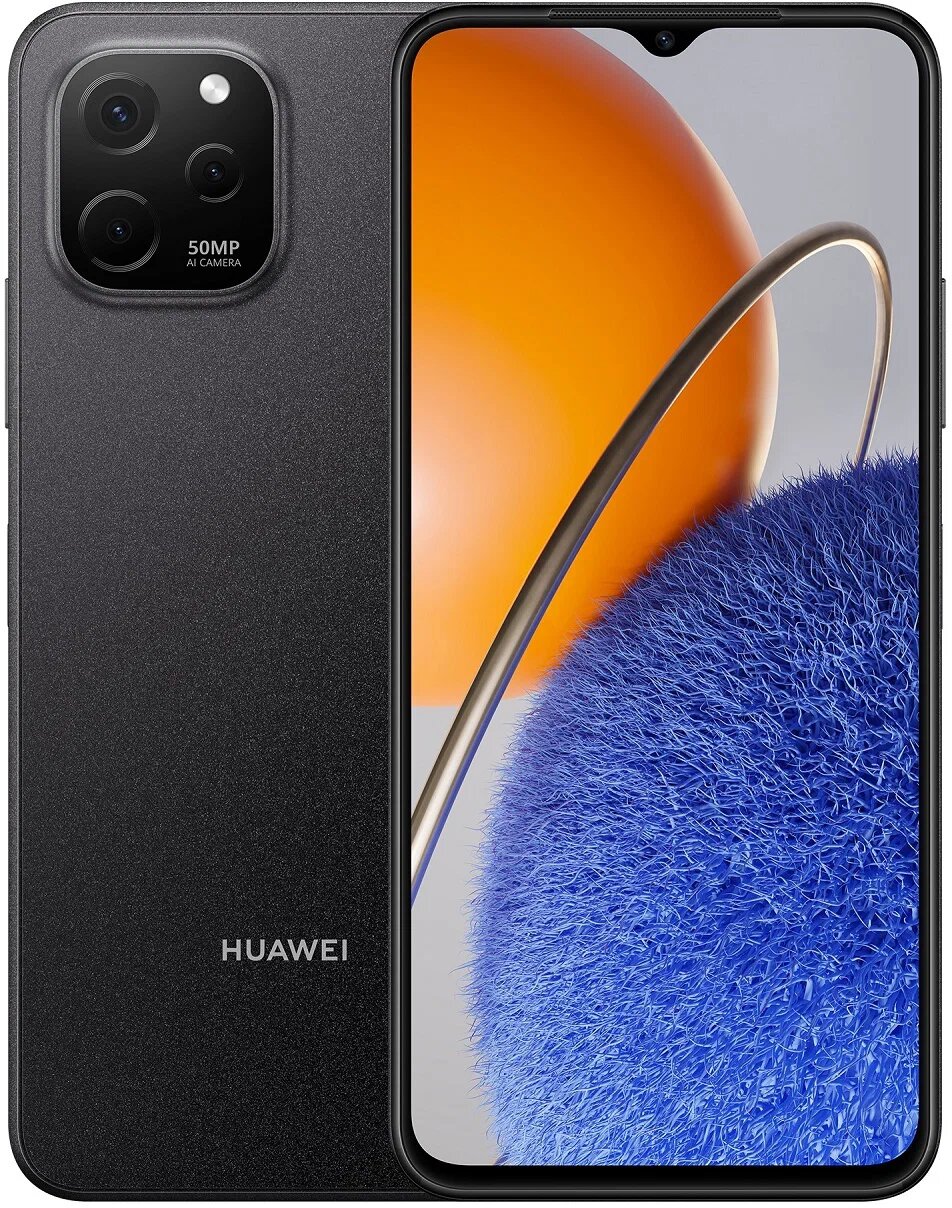 Смартфон HUAWEI Nova Y61 4/128 ГБ Global для РФ, Dual nano SIM, полночный черный