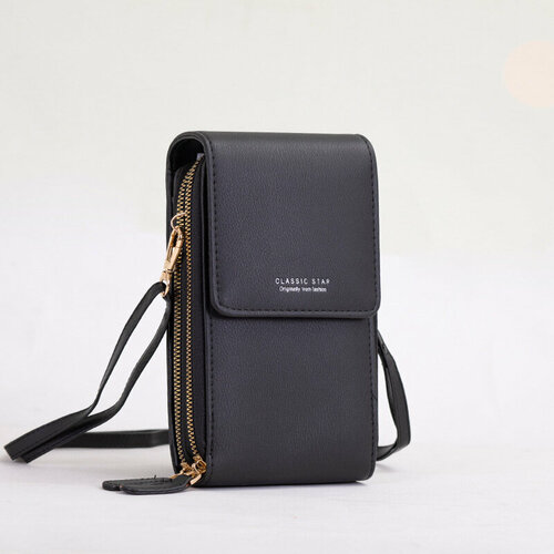 Сумка-мессенджер для телефона через плечо женская корейская черная 1167₽