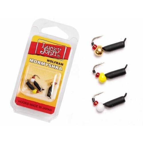 Мормышки вольфрамовые Lucky John с петелькой 3шт набор столбик безнасадочный блистер
