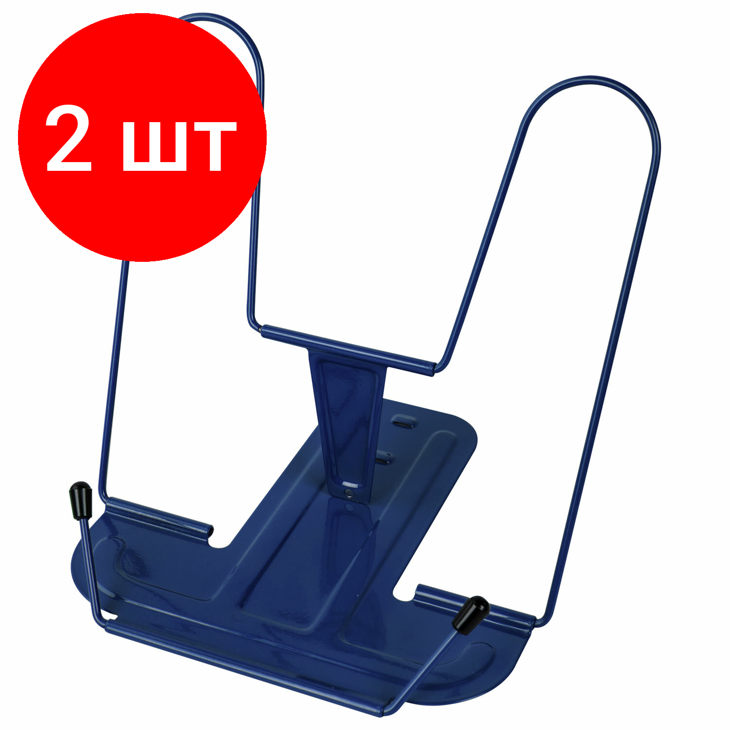 Комплект 2 шт, Подставка для книг и учебников BRAUBERG LINE+, металлическая, синяя, европодвес, 238071