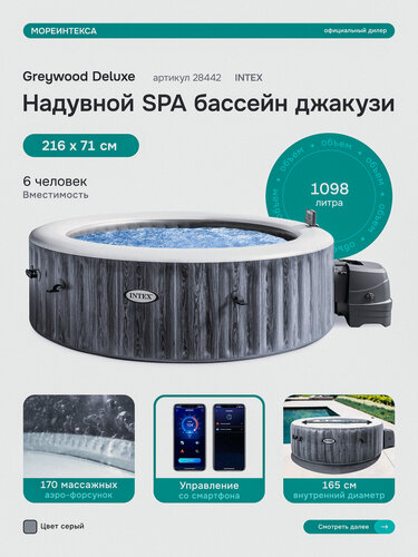Изображение товара Бассейн гидромассажный, СПА216х71см "Greywood Deluxe" 1098л 28442