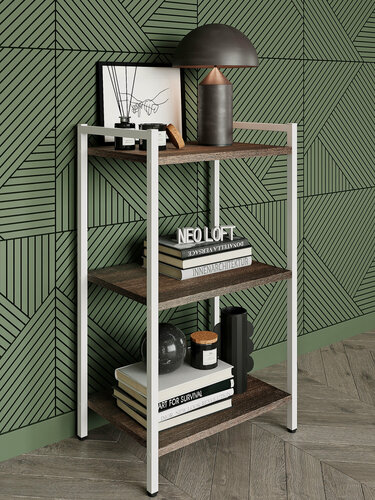 Изображение товара Стеллаж металлический напольный в стиле лофт, этажерка, 49х34х84 см