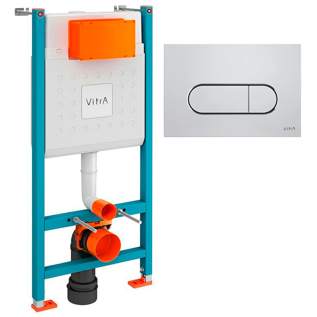 Инсталляция для унитаза VitrA V-Fix Core 732-5800-01 с кнопкой Root Round 740-2280, цвет хром