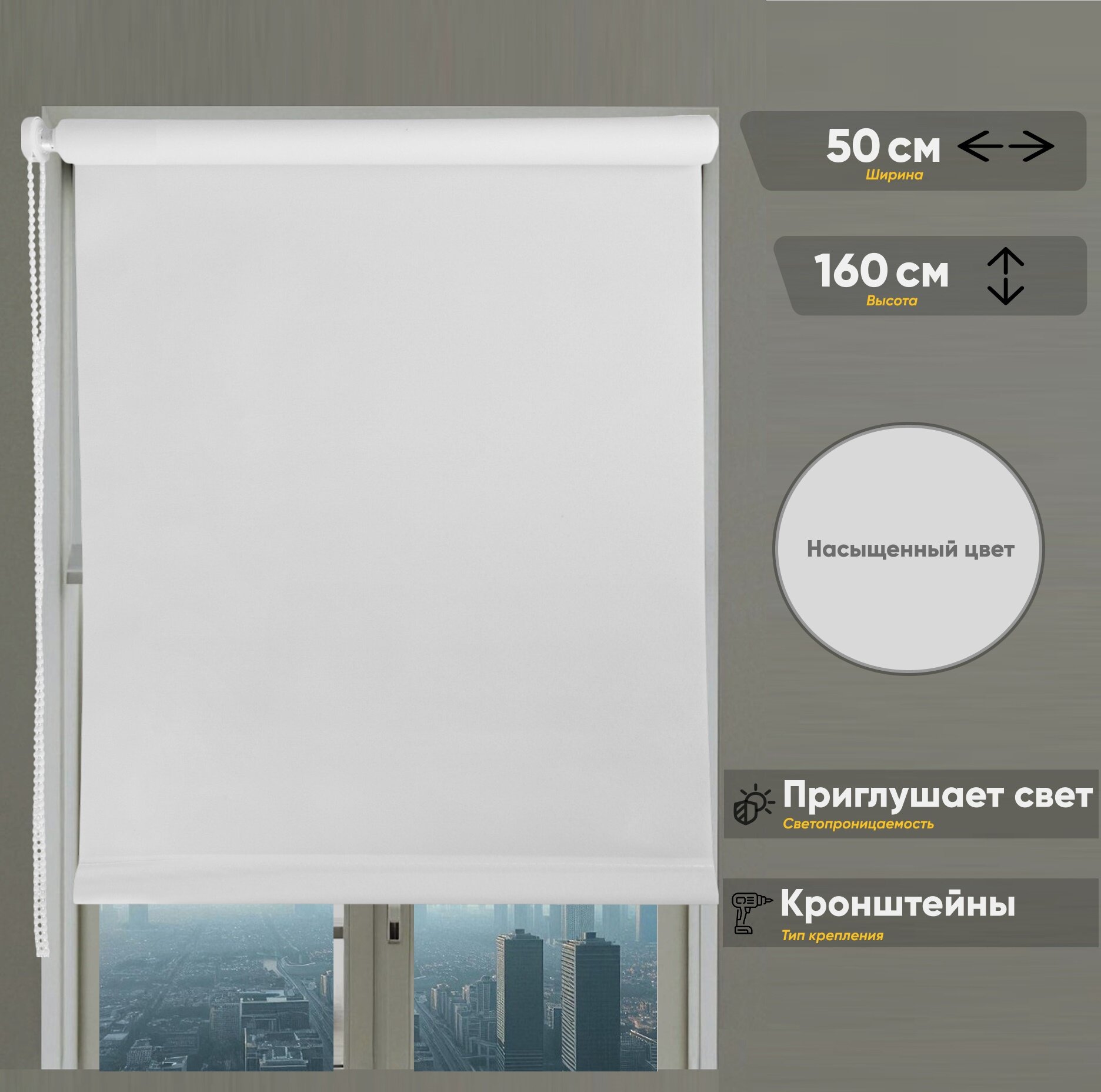 Рулонная штора 50х160 ECODECOR Белый 1 шт