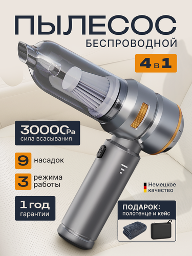 Изображение товара Автомобильный пылесос беспроводной 4 в 1. Мини-пылесос для дома, пылесос для автомобиля, мебели, компьютера, аккумуляторный, ручной