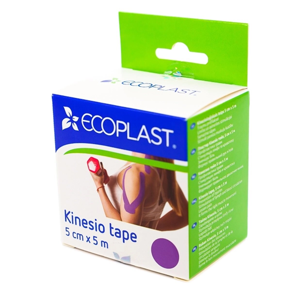Кинезио-тейп Ecoplast, длина 5 м, ширина 5 см, фиолетовый, хлопок — фото 1