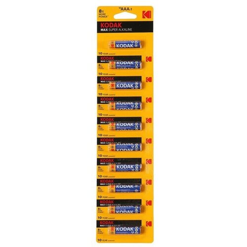 Kodak Батарейка алкалиновая Kodak Max, AAA, LR03-10BL, 1.5В, отрывной блистер, 10 шт. батарейка алкалиновая kodak max aaa lr03 10bl 1 5в отрывной блистер 10 шт