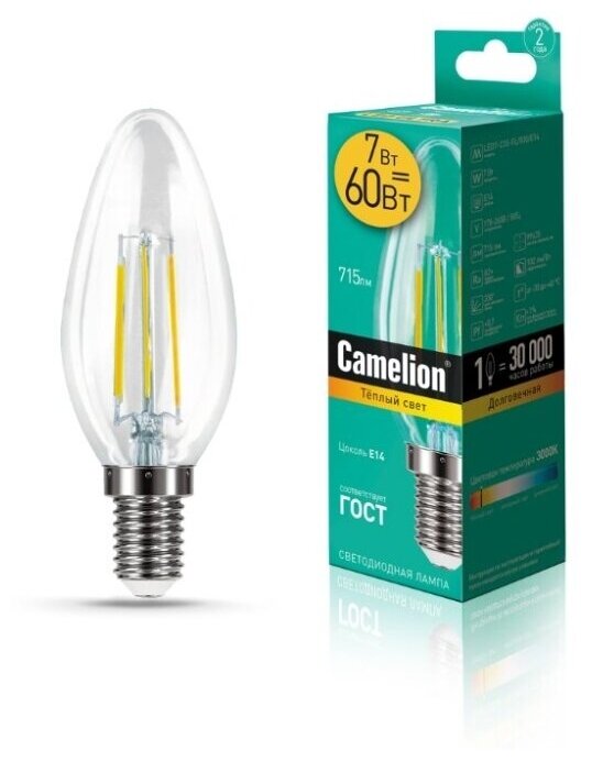 Светодиодная лампа Camelion LED7-C35-FL/830/E14