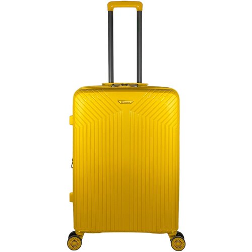 фото Чемодан – средний увеличенный (размер m+) 80 л, 64x45x28 см , полипропилен , съемные колеса , с расширением , цвет желтый mironpan