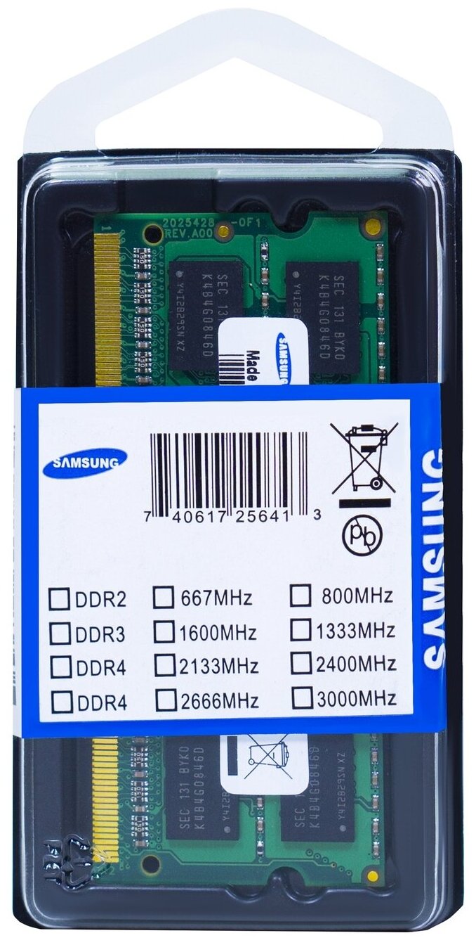 Оперативная память для ноутбука SODIMM DDR3L 8ГБ Samsung M471B5273DH0-YK0 1600MHz (PC3L-12800), 1.35V, 204-Pin, Retail