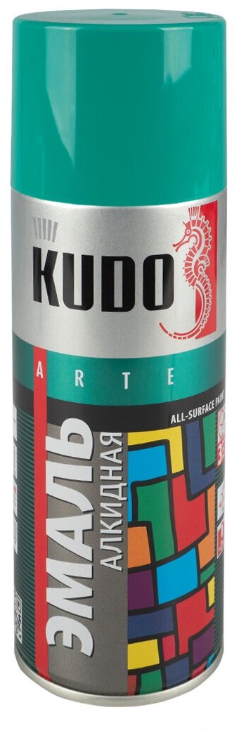Аэрозольная алкидная краска Kudo KU-1020, 520 мл, бирюзовая