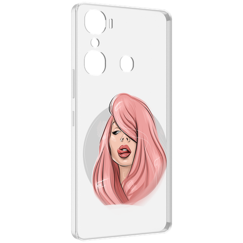 Чехол MyPads лицо-девушки-с-розовыми-волосами женский для Infinix Hot 12 Pro задняя-панель-накладка-бампер