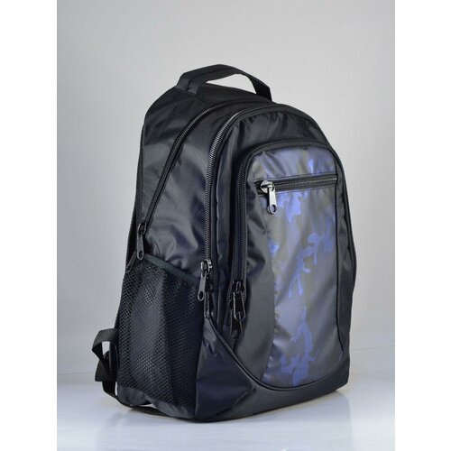 Рюкзак с уплотнённой спинкой Т2011-16 45см (со светоотражающими элементами) Камень синий/черный (п/упаковка) (7026)