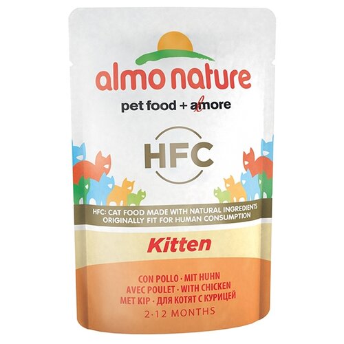 Влажный корм для котят Almo Nature Classic, с курицей 55 г (кусочки в желе)