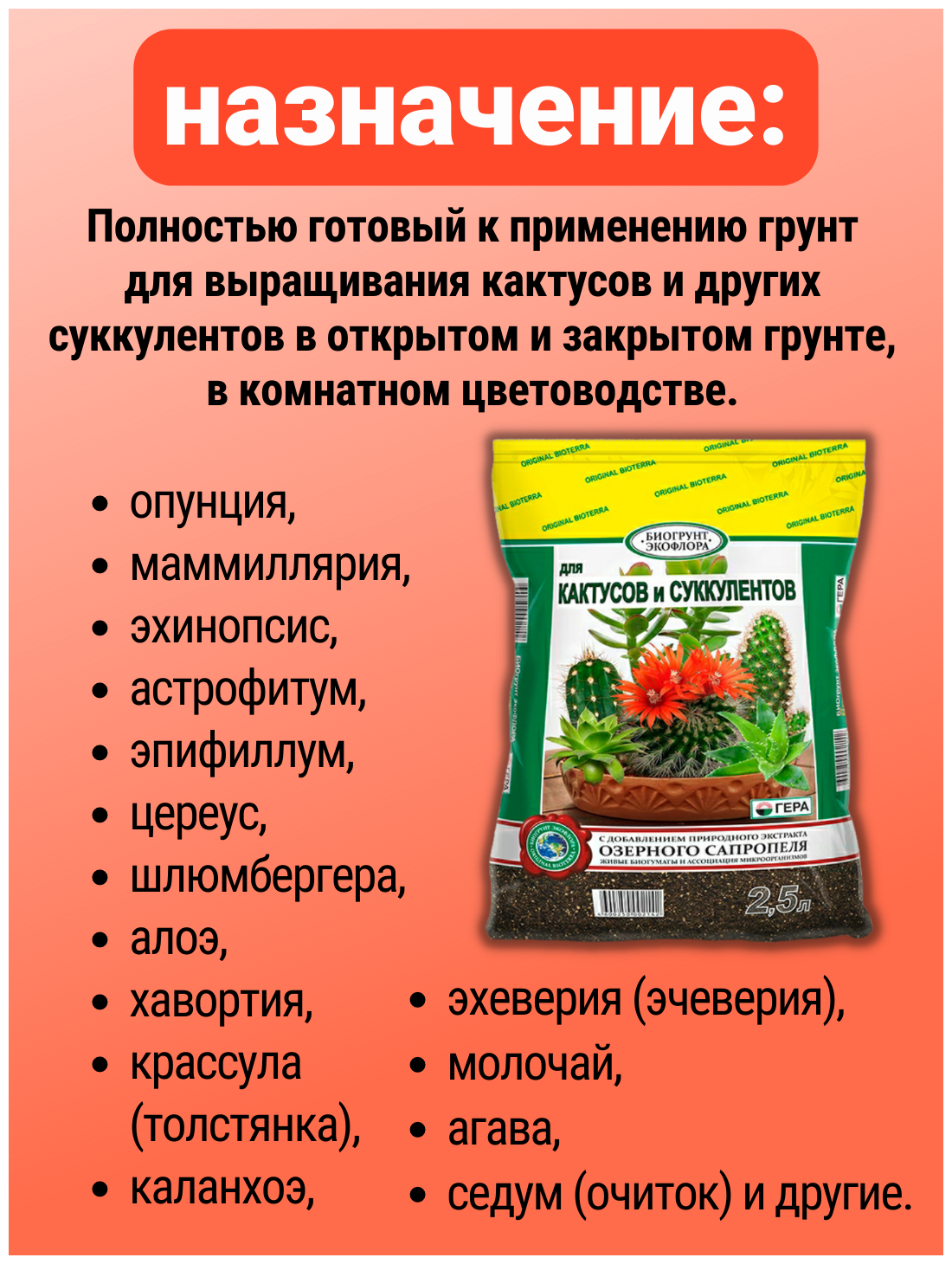 Грунт для кактусов и суккулентов домашних растений и сада с гуминовым удобрением 1 пакет 2,5 литра - фотография № 3