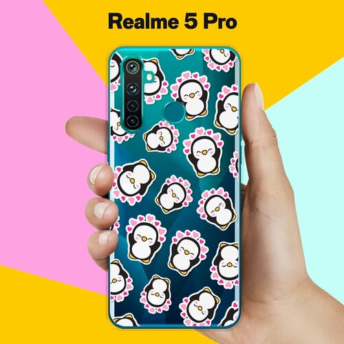 Силиконовый чехол на realme 5 Pro Пингвины / для Реалми 5 Про силиконовый чехол на realme 5 pro реалми 5 про веселые корги