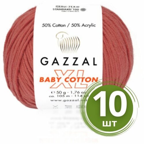 Пряжа Gazzal Baby Cotton XL (Беби Коттон XL) - 10 мотков Цвет: 3418 Коралл 50% хлопок, 50% акрил, 50 г 105 м