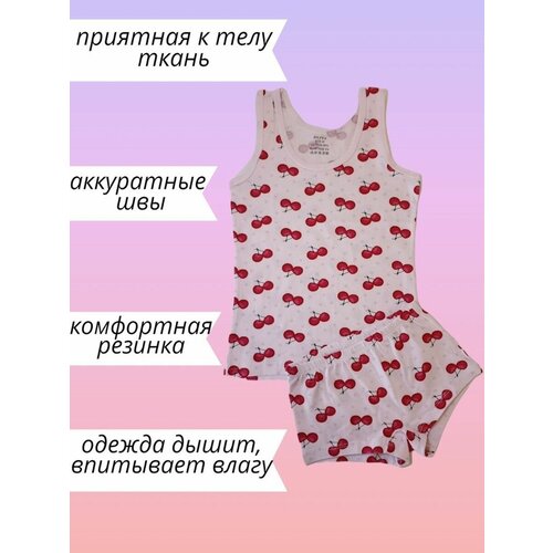 фото Комплект майка и трусы для девочки набор, размер 34 lucky children