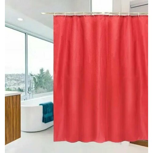 Штора для ванной комнаты/Красный/180х180 см