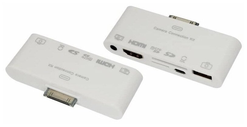 AV адаптер 6 в 1 для iPhone 4/4S на HDMI USB microSD SD 3.5 мм microUSB {40-0103} 1 шт