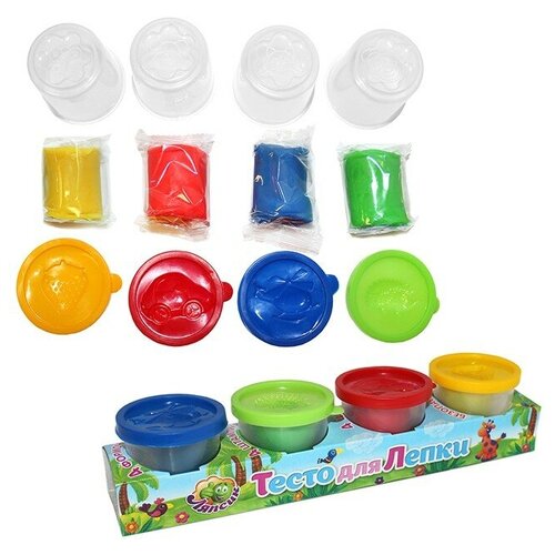 Набор для творчества Тесто для лепки 4 цв. 200гр П122 в коробке