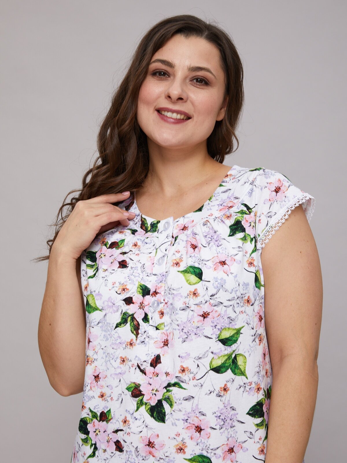Ночная сорочка женская Алтекс с коротким рукавом сиреневая, размер 62 - фотография № 6