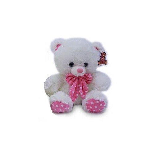 Мягкая игрушка Медведь плюшевый с розовым бантом 26 см