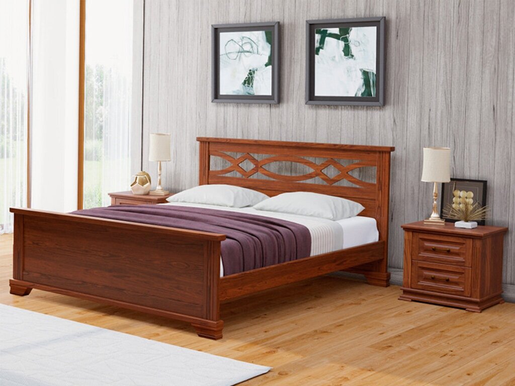 Деревянная кровать из массива сосны Лира, 140х190 см (габариты 154х204 см).