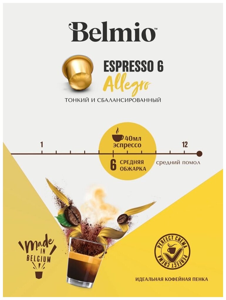 Кофе specialty в алюминиевых капсулах Belmio Espresso Allegro 60% Арабика, для системы Nespresso (Неспрессо), 100 капсул - фотография № 7