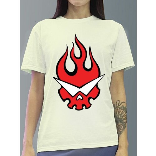 фото Футболка женская белая молочный оттенок из хлопка с dtf рисунком аниме гуррен - лаганн - 1068 будь на стиле