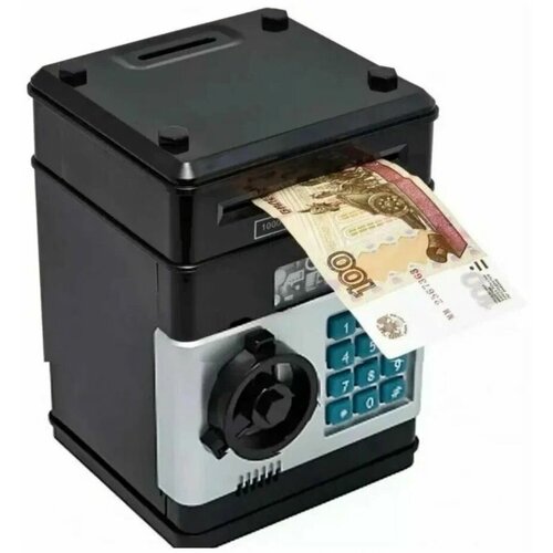 Копилка сейф электронная для денег с кодовым замком и купюроприемником, чёрный