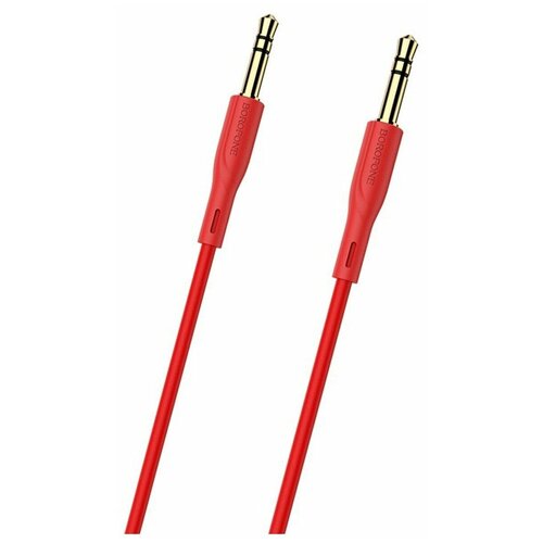 Кабель AUX, Jack 3,5mm(m) - Jack 3,5mm(m) Borofone BL1, 1.0м, круглый, силикон, цвет: красный ifi headphone adapter 2 5mm to 4 4mm 2 5 4 4 адаптер балансный 2 5 mm jack to 4 4 mm jack