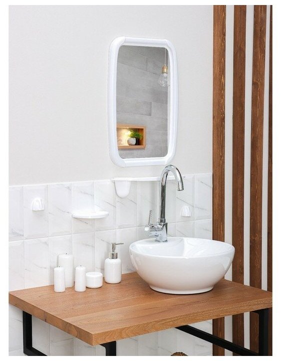 Набор для ванной комнаты Optima, цвет белый - фотография № 1