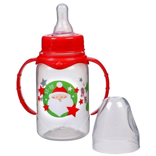 Mum&Baby Бутылочка для кормления «Новогоднее хо-хо», классическое горло, 150 мл, от 0 мес, цилиндр, подарочная упаковка, с ручками бутылочка для кормления хо хо 150 мл цилиндр с ручками mum