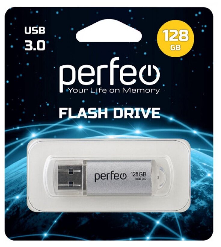 USB флешка 128Gb Perfeo C14 silver USB 3.0