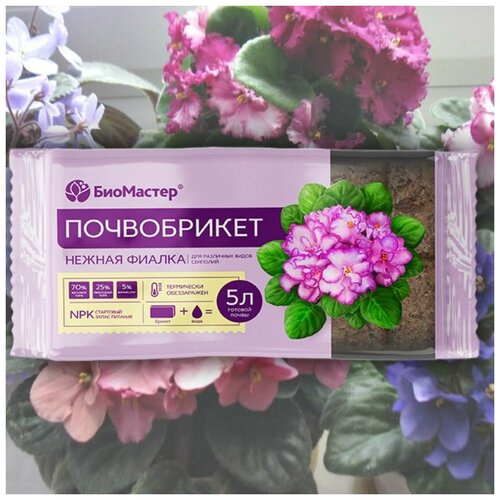 Почвобрикет БиоМастер, Нежная фиалка, 5 л