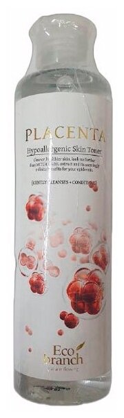 Антивозрастной тонер для лица с плацентой Eco branch Placenta Hypoallergenic Toner Skin 250 мл.